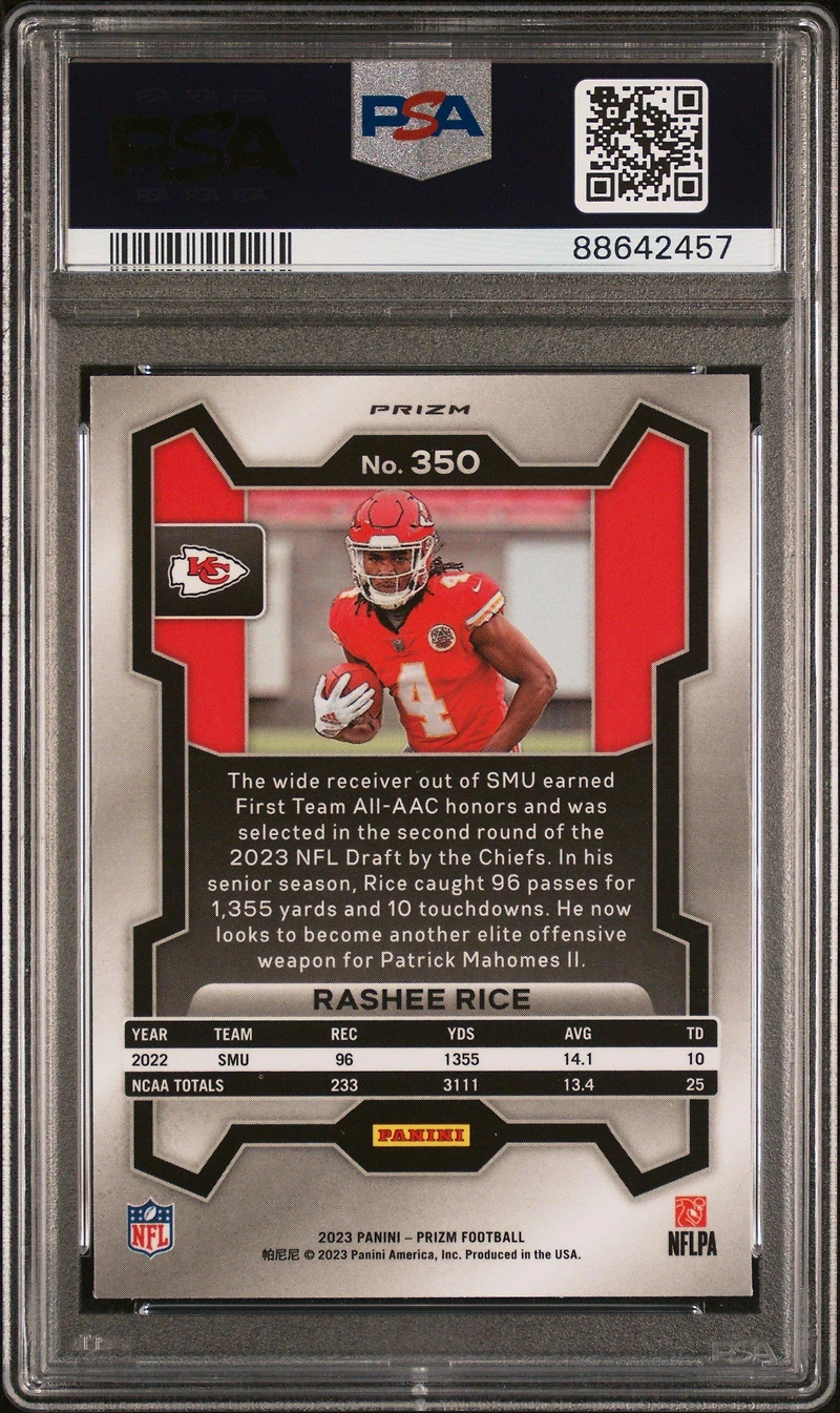 2023 Panini Prizm 350 Rashee Rice Silver Prizm PSA 10