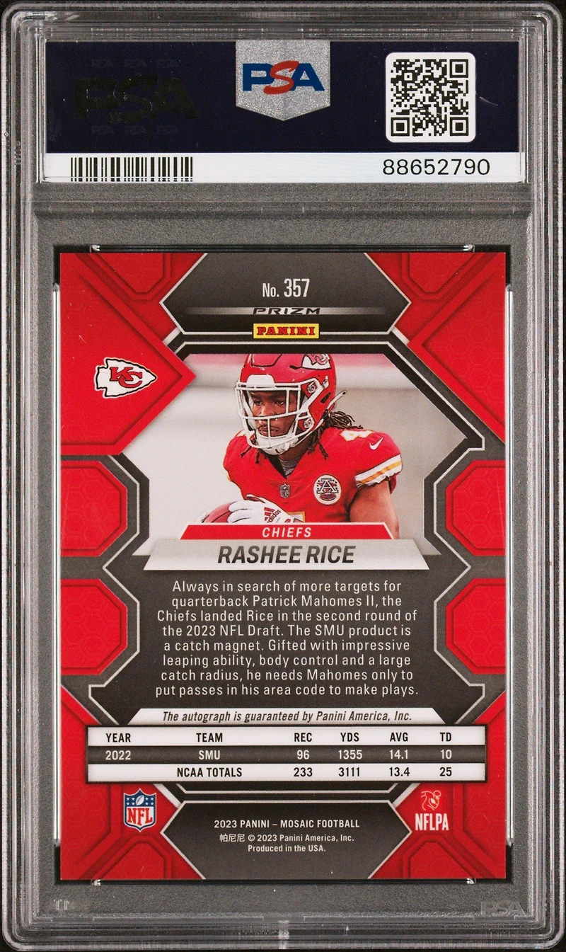 2023 Panini Mosaic 357 Rashee Rice Autograph PSA 10