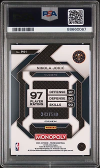 2023 Panini Prizm Monopoly All-star Ps1 Nikola Jokic Gold Millionaire Shimmer PSA 10