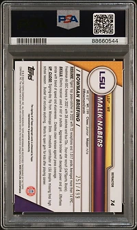 2023 Bowman University Chrome 74 Malik Nabers PSA 9