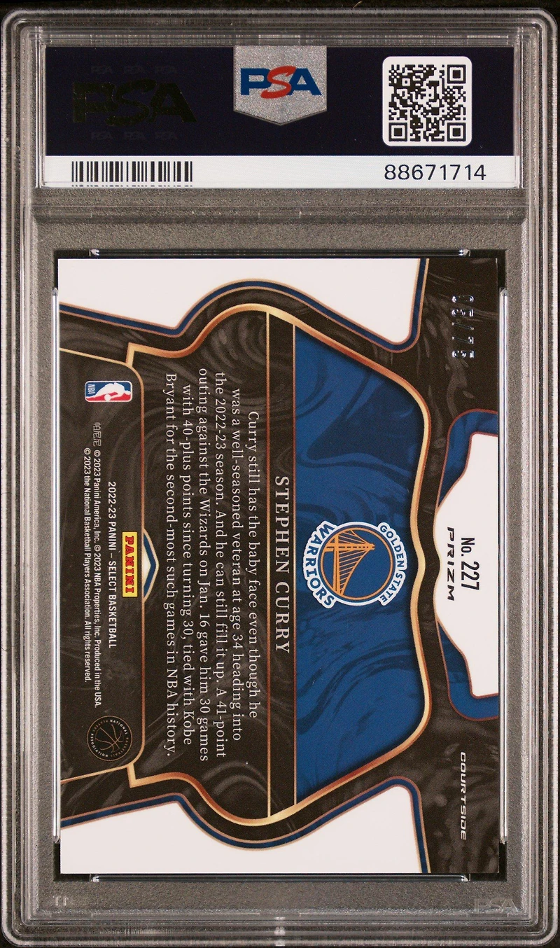 2022 Panini Select 227 Stephen Curry PSA 9