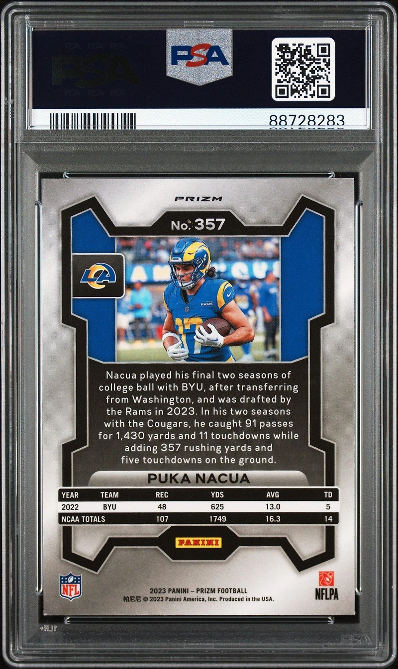 2023 Panini Prizm 357 Puka Nacua Disco Prizm PSA 9