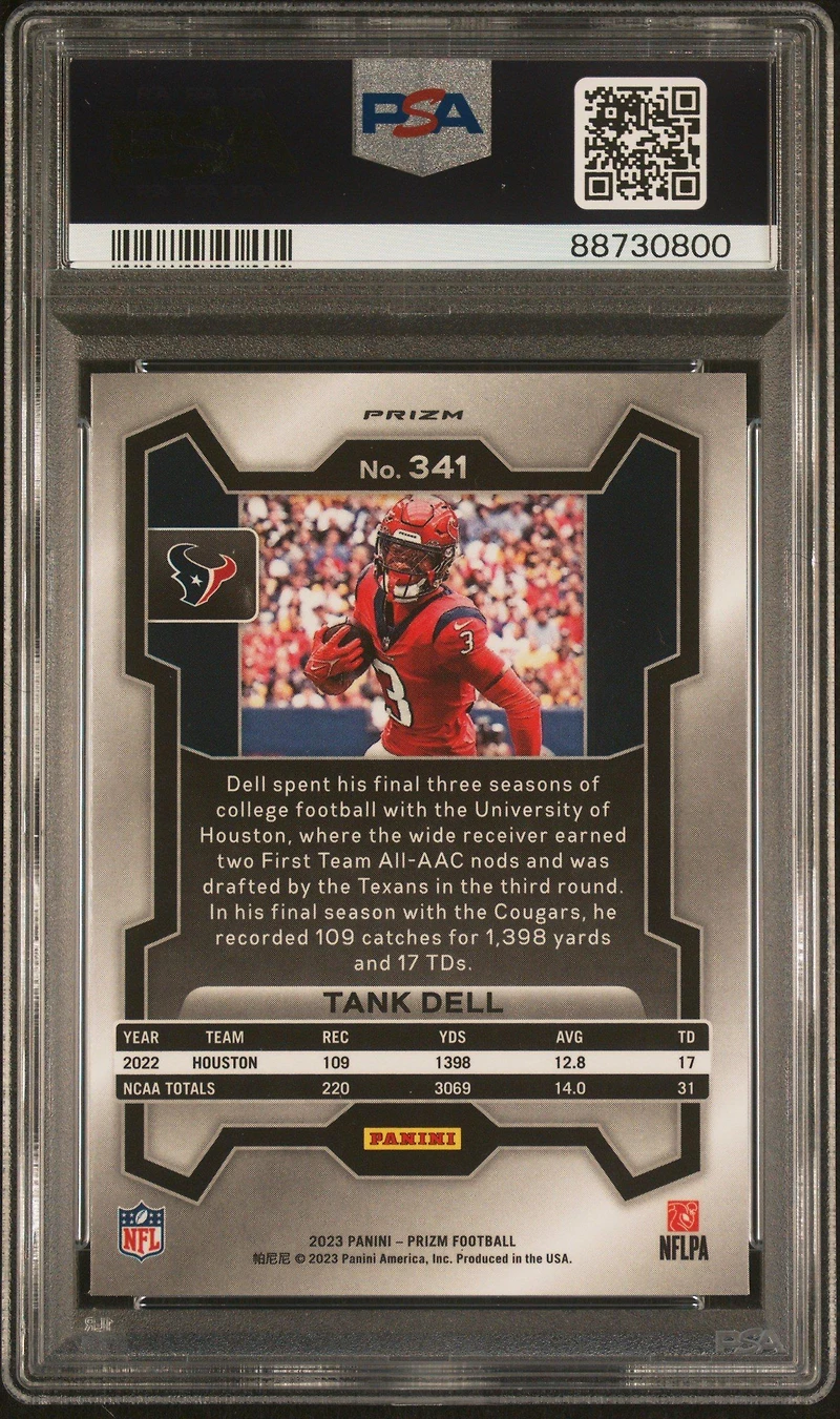 2023 Panini Prizm 341 Tank Dell Green Wave PSA 10