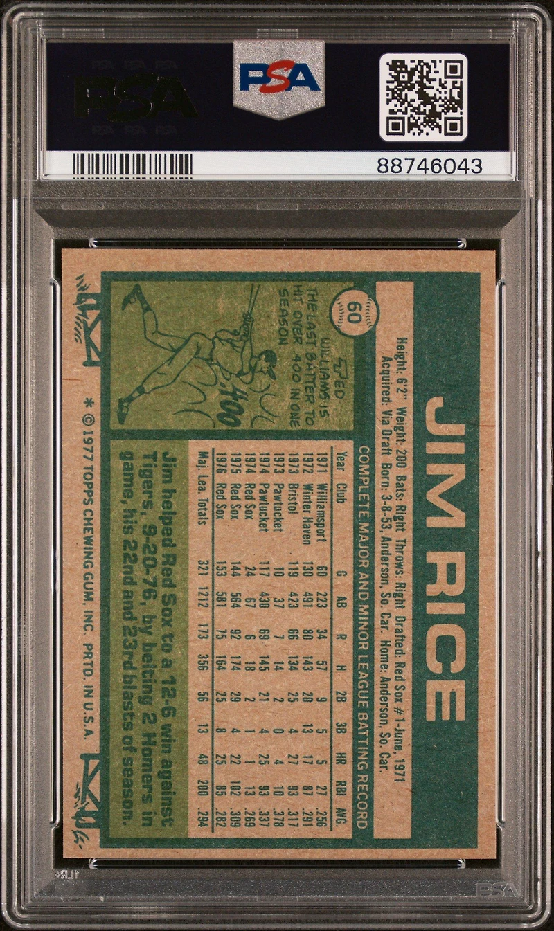 1977 Topps 60 Jim Rice PSA 9