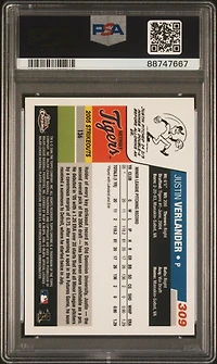 2006 Topps Chrome 309 Justin Verlander PSA 10