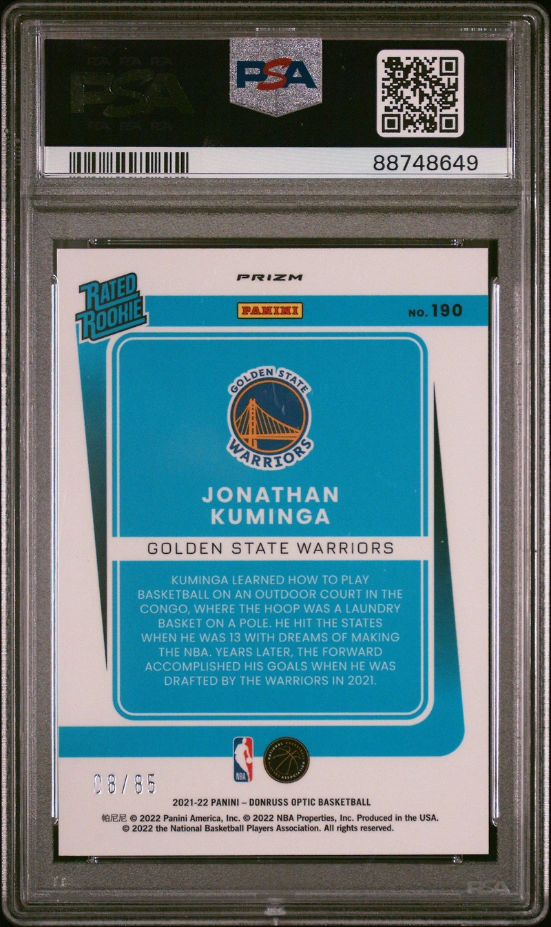 2021 Panini Donruss Optic 190 Jonathan Kuminga Fast Break Red PSA 9