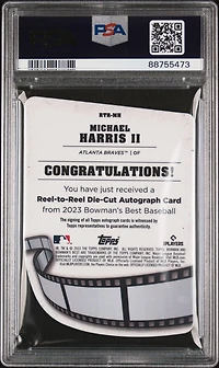 2023 Bowman's Best Reel To Reel Die-cuts Autographs Rtrmh Michael Harris Ii Lava PSA 10
