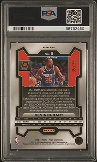 2023 Panini Prizm 5 Kevin Durant Blue Shimmer Fotl PSA 10