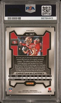 2023 Panini Prizm 267 Christian Mccaffrey Silver Prizm PSA 10