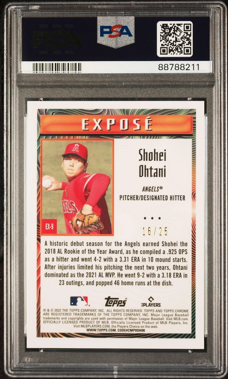 2022 Topps Chrome Sonic Expose Ex9 Shohei Ohtani Orange PSA 9