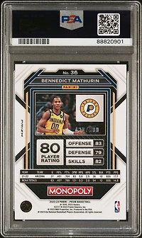 2022 Panini Prizm Monopoly 36 Bennedict Mathurin PSA 9