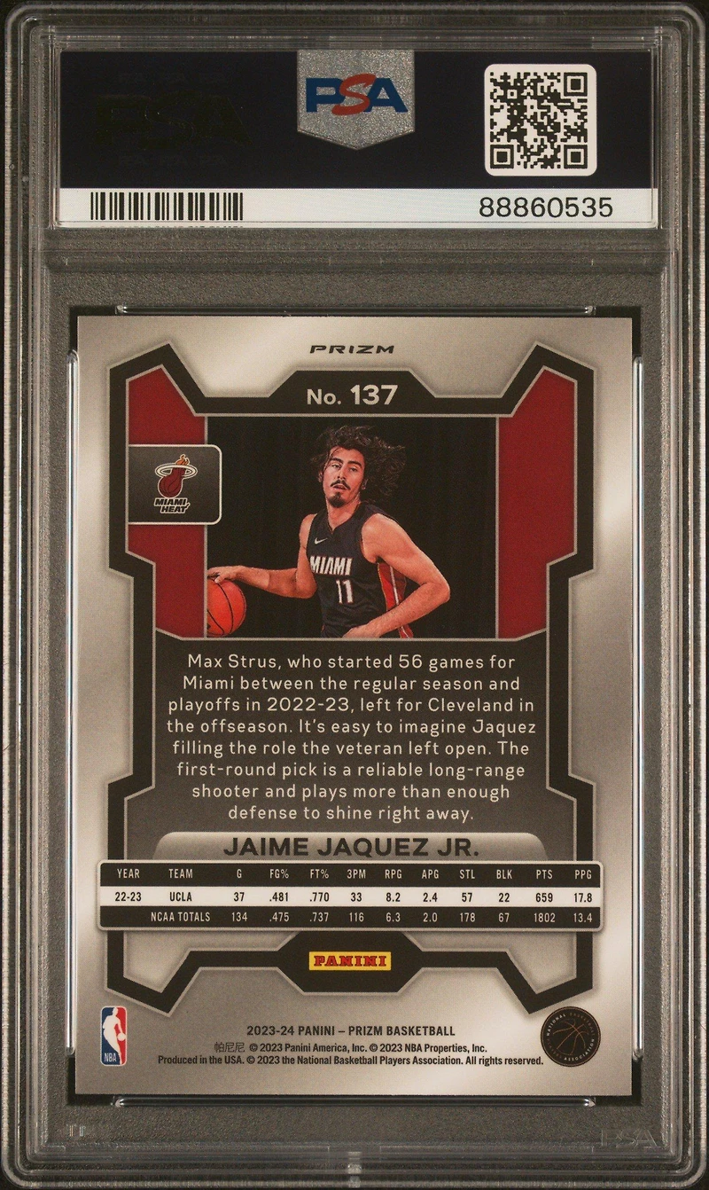 2023 Panini Prizm 137 Jaime Jaquez Jr. Silver Prizm PSA 10