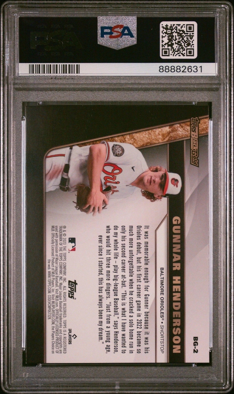 2023 Topps Update Black Gold Bg2 Gunnar Henderson PSA 9