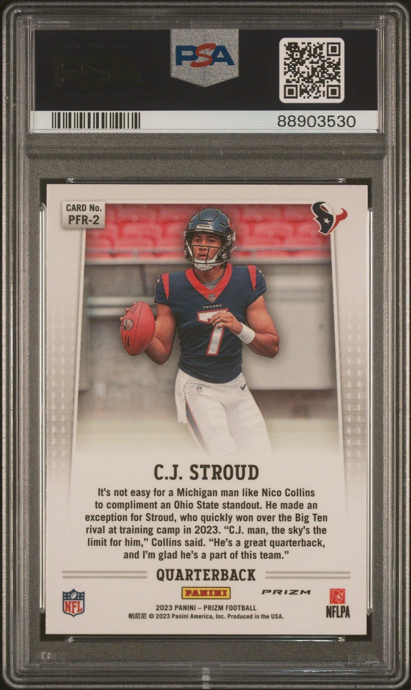 2023 Panini Prizm Prizm Flashback Rookie Pfr2 Cj Stroud No Huddle PSA 10