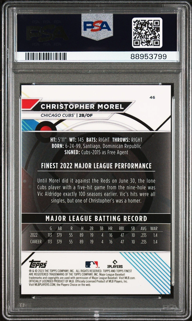 2023 Topps Finest 46 Christopher Morel Gold Mini Diamond PSA 10