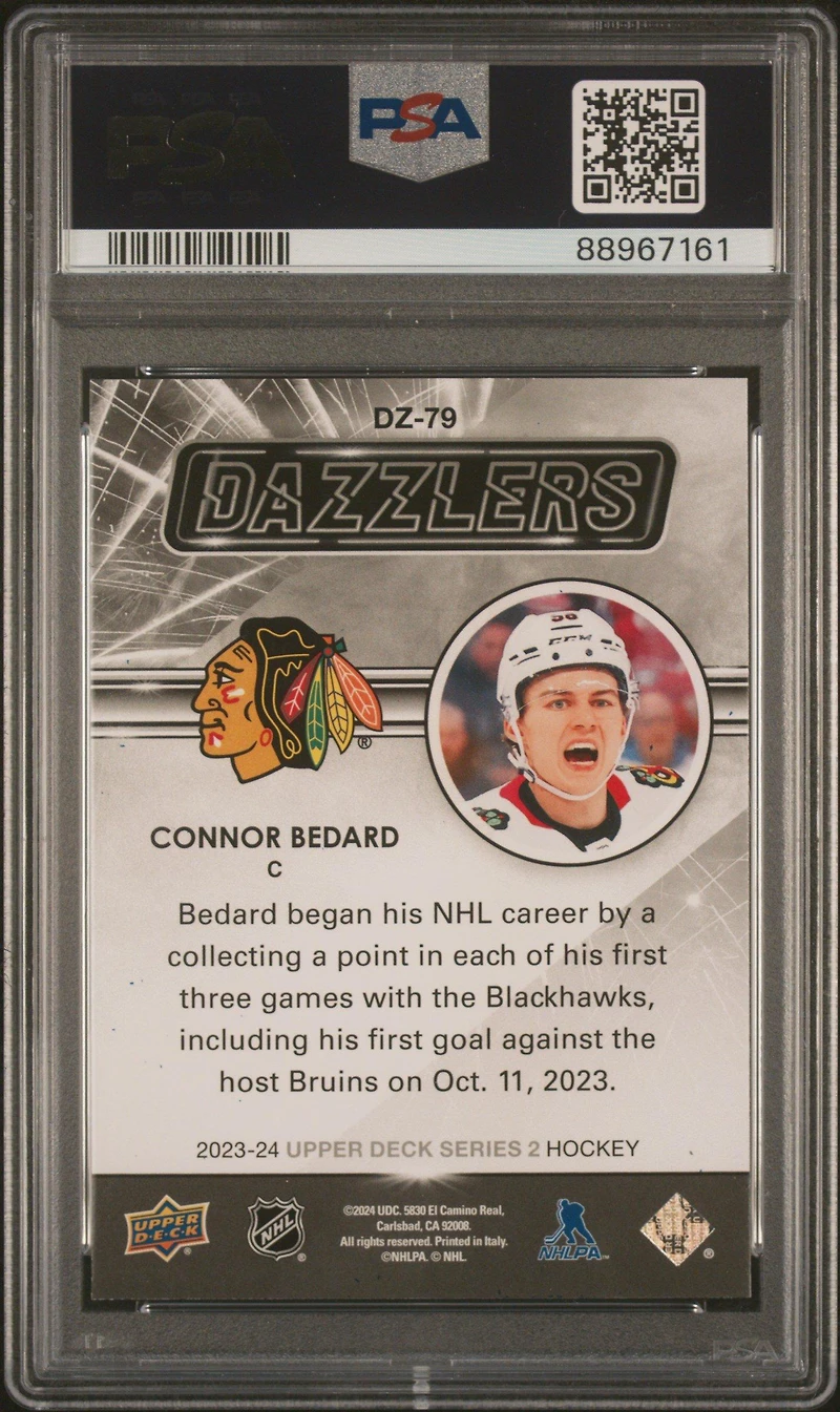2023 Upper Deck Dazzlers Dz79 Connor Bedard PSA 9