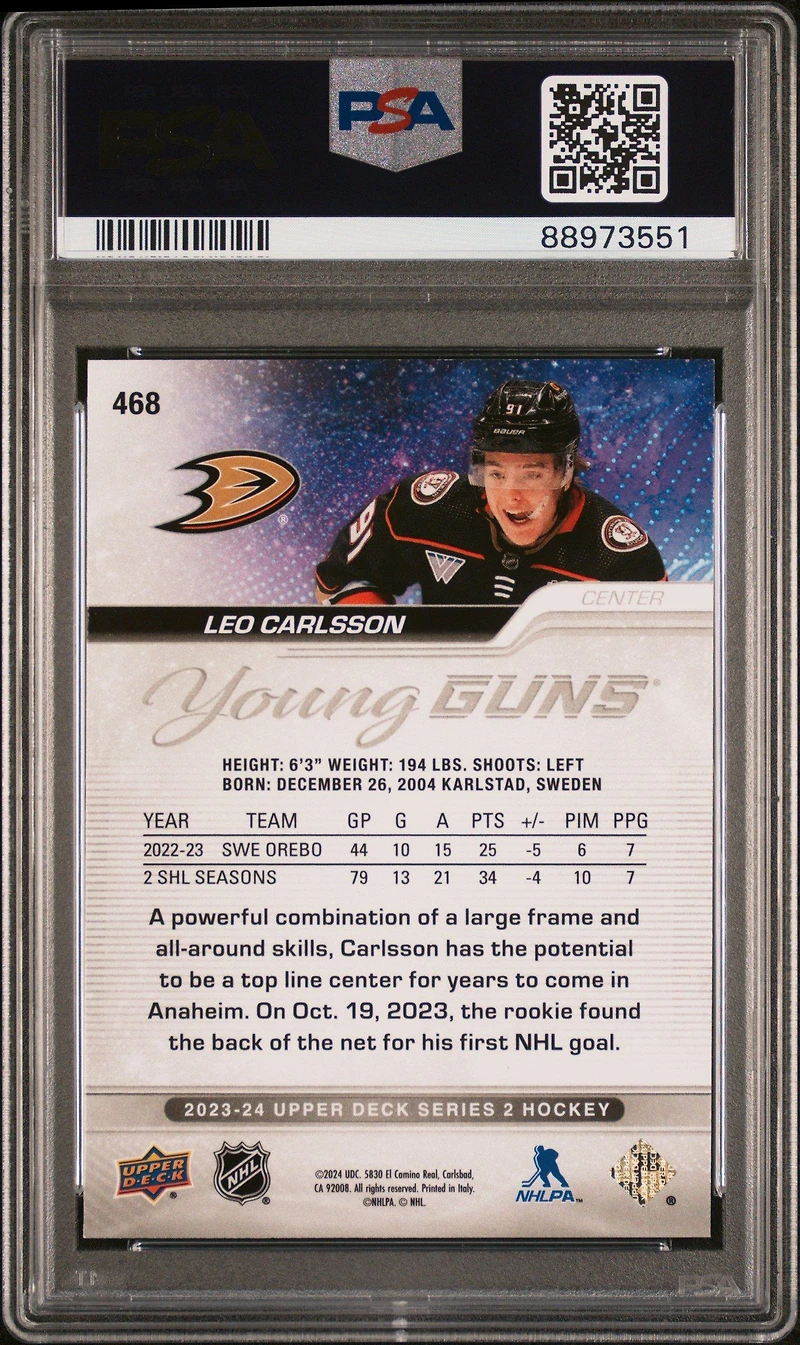 2023 Upper Deck 468 Leo Carlsson PSA