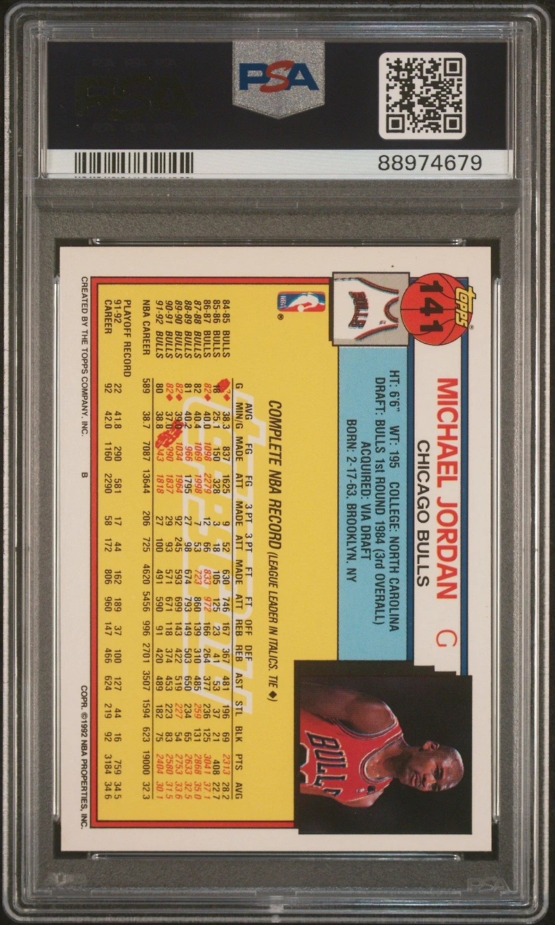 1992 Topps Gold 141 Michael Jordan PSA