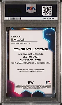2023 Bowman's Best Best Of 2023 Autographs B23es Ethan Salas Gold PSA 9