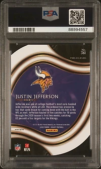 2020 Panini Select 361 Justin Jefferson Die-cut Purple Prizm PSA 10