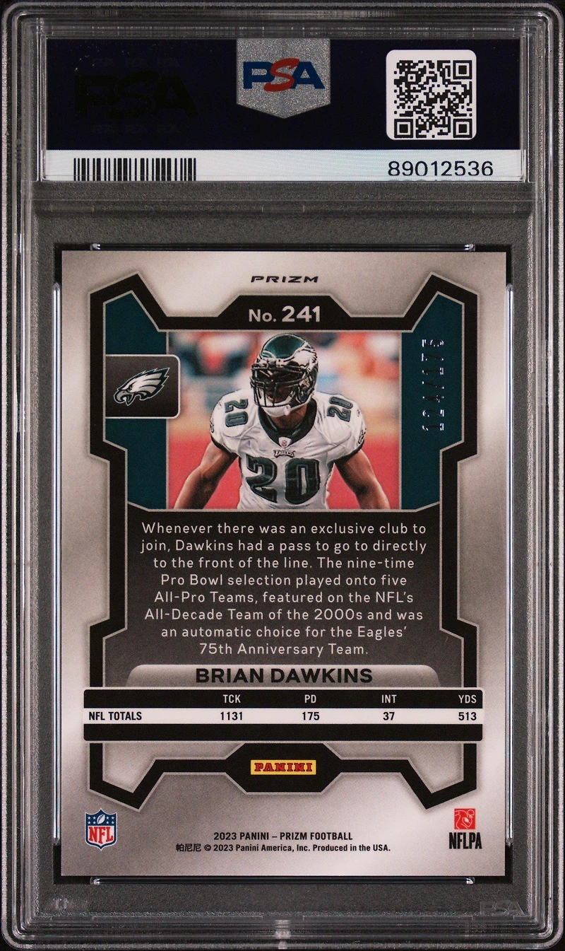 2023 Panini Prizm 241 Brian Dawkins PSA 10