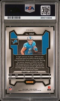 2023 Panini Prizm 332 Sam Laporta Neon Green Pulsar PSA 10