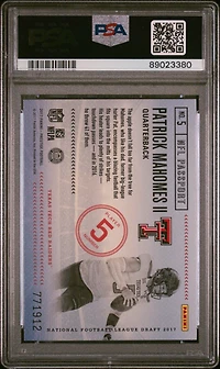 2017 Panini Prestige Nfl Passport 5 Patrick Mahomes Ii PSA 9