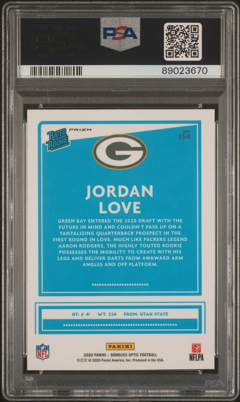 2020 Panini Donruss Optic 154 Jordan Love Red Hyper PSA 10