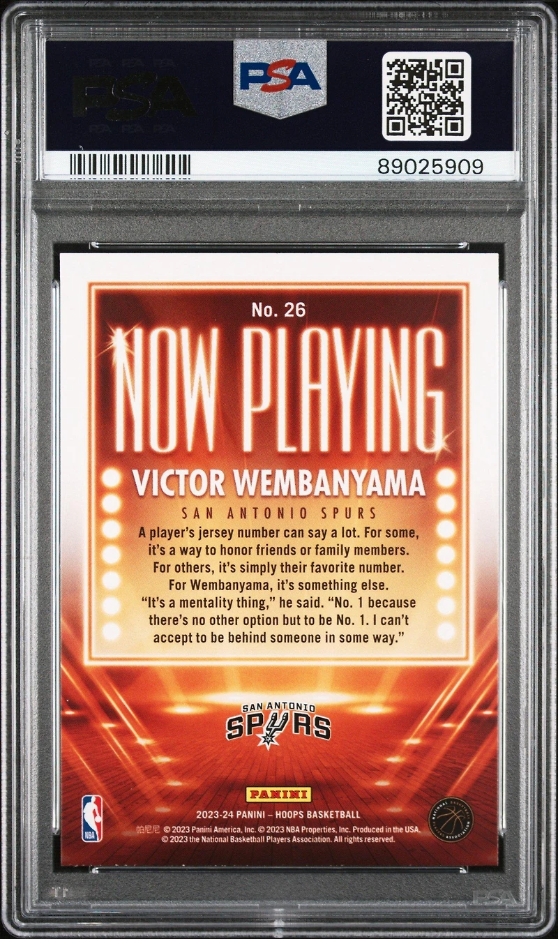 2023 Panini Nba Hoops Now Playing 26 Victor Wembanyama PSA 10