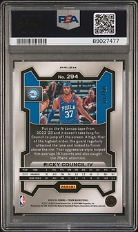 2023 Panini Prizm 294 Ricky Council Iv Orange Wave PSA 9