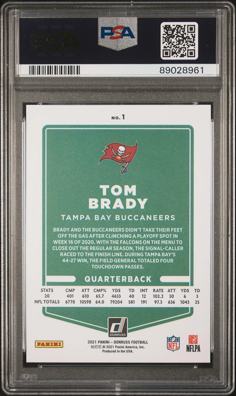 2021 Panini Donruss 1 Tom Brady PSA 9