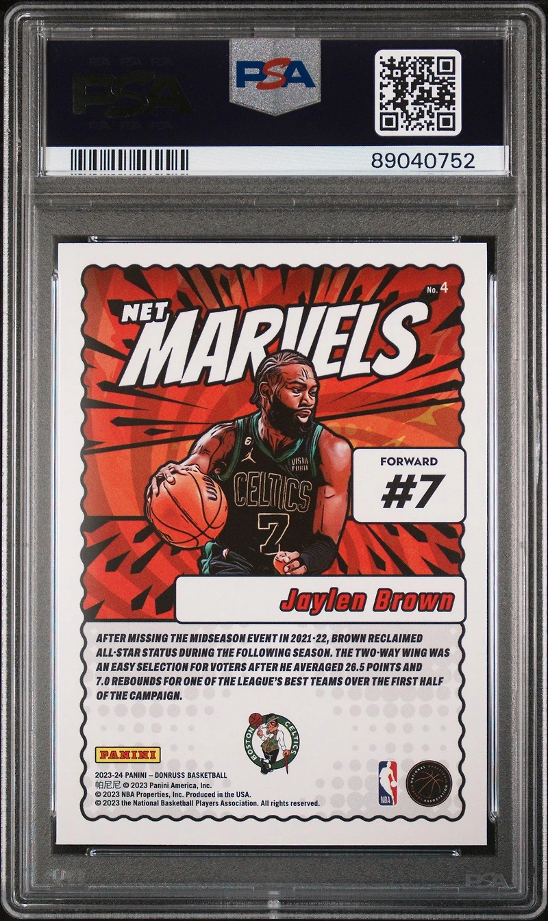 2023 Panini Donruss Net Marvels 4 Jaylen Brown PSA 9