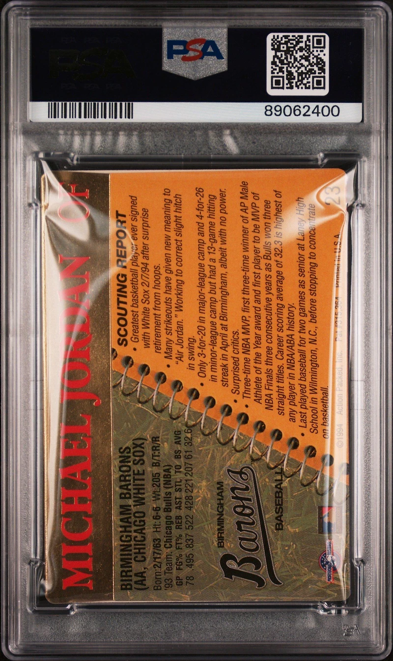 1994 Action Packed Scouting Report 23 Michael Jordan PSA 9