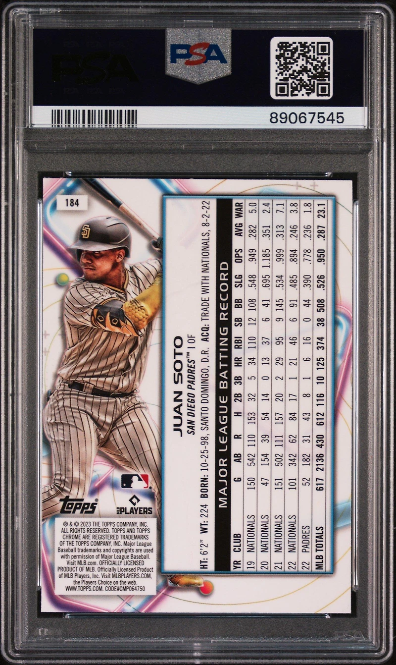 2023 Topps Cosmic Chrome 184 Juan Soto Nucleus PSA 10