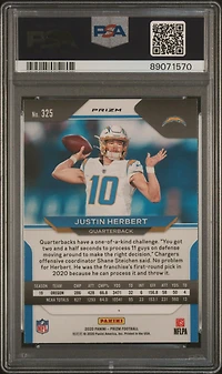 2020 Panini Prizm 325 Justin Herbert Lazer Prizm PSA 9