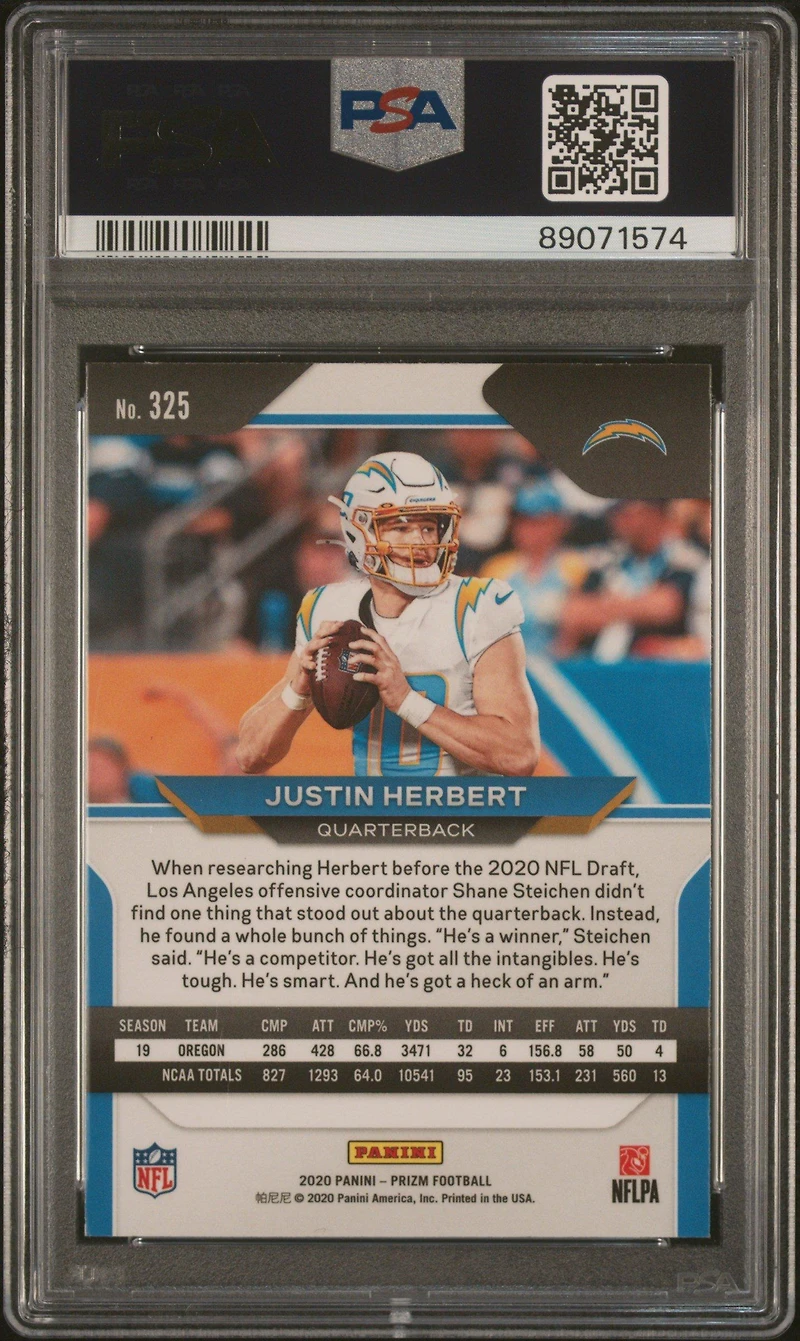 2020 Panini Prizm 325 Justin Herbert Variation PSA