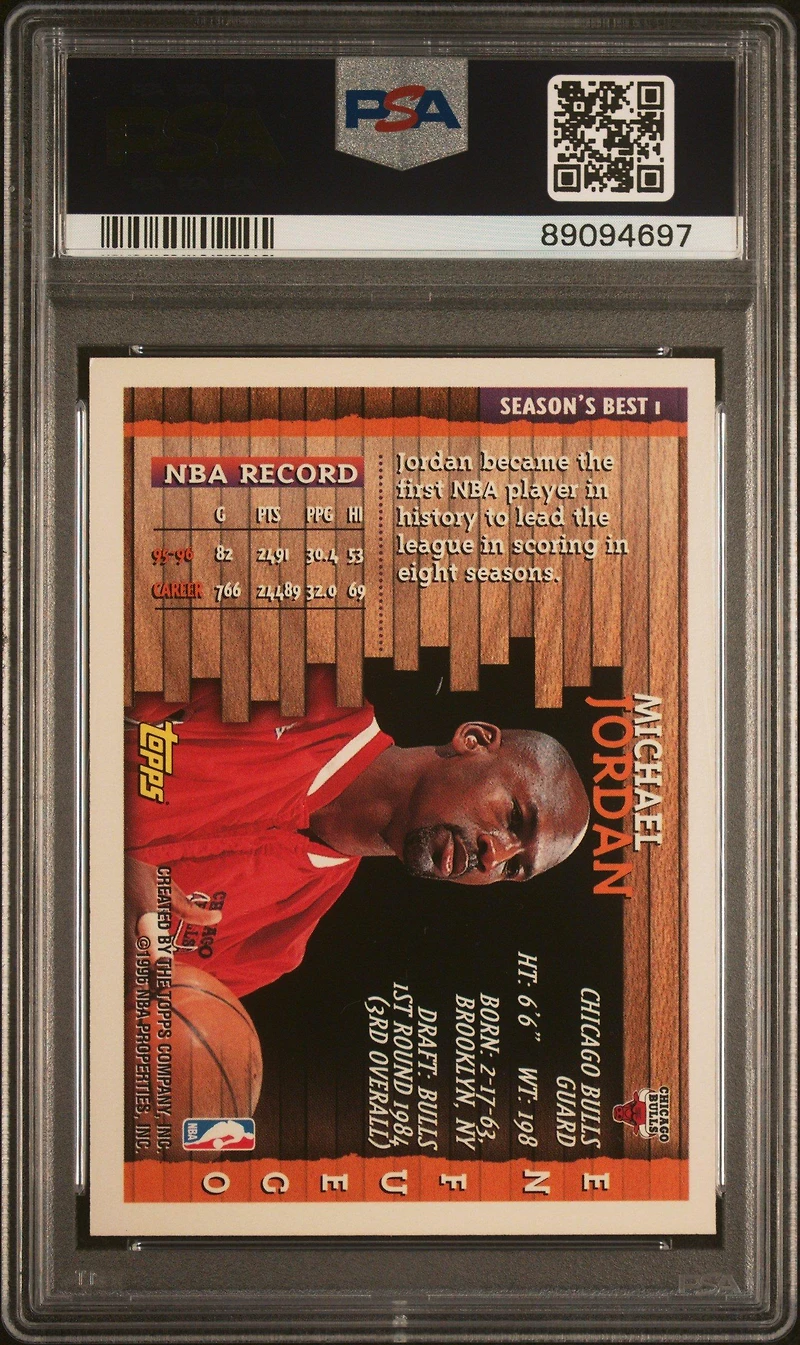 1996 Topps Season's Best 1 Michael Jordan PSA 9