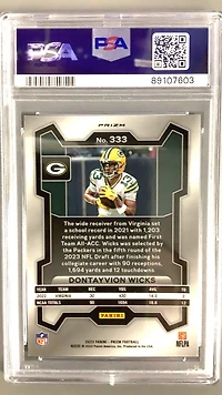 2023 Panini Prizm 333 Dontayvion Wicks PSA 10