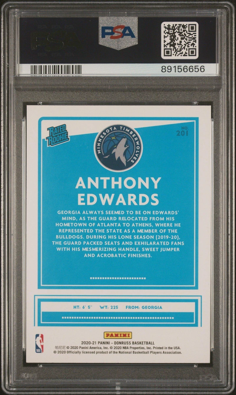 2020 Panini Donruss 201 Anthony Edwards PSA