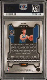 2023 Panini Prizm 147 Brandin Podziemski Silver Prizm PSA 10