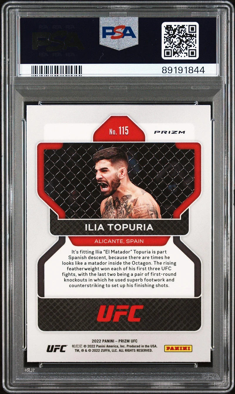 2022 Panini Prizm Ufc 115 Ilia Topuria Silver Prizm PSA 10