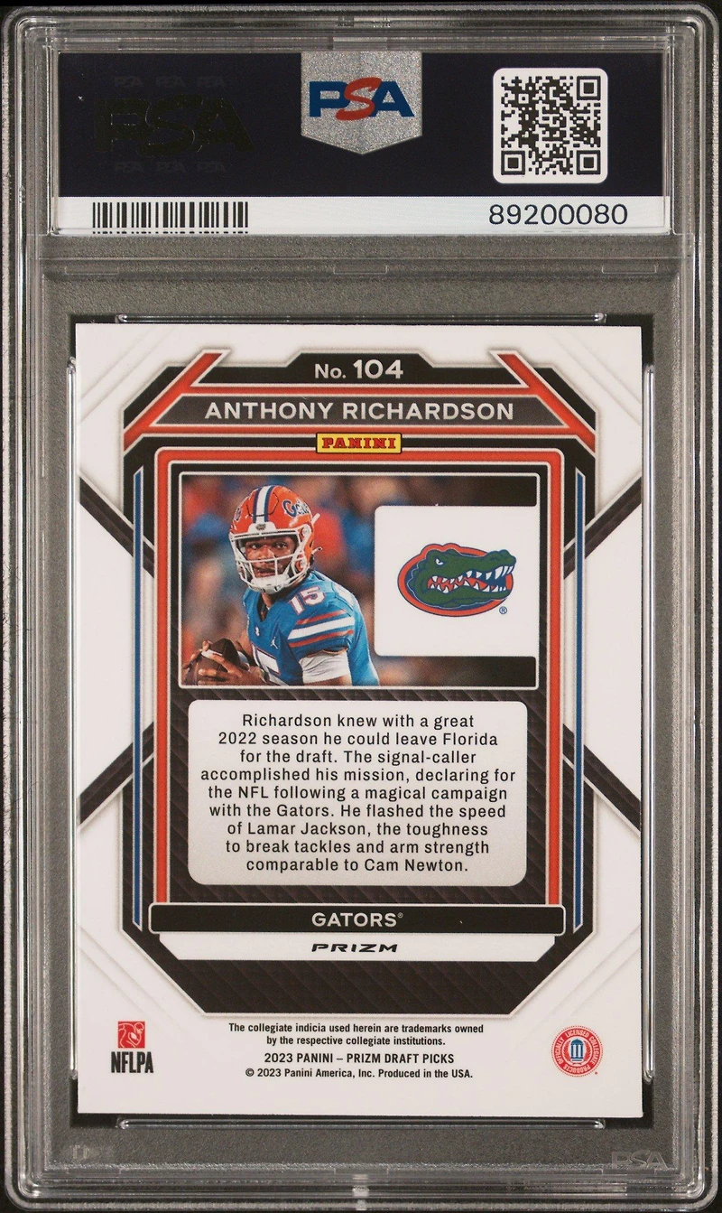 2023 Panini Prizm Draft Picks 104 Anthony Richardson Gold Ice PSA