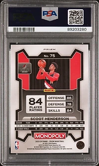 2023 Panini Prizm Monopoly 75 Scoot Henderson Monopoly Man Black And White PSA 10