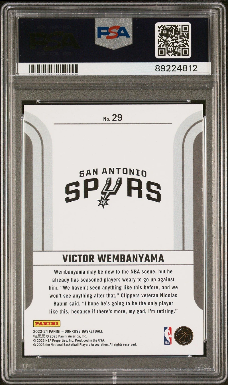 2023 Panini Donruss Franchise Features 29 Victor Wembanyama PSA 10