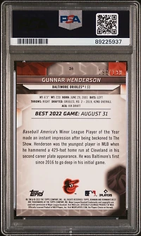 2023 Bowman's Best 26 Gunnar Henderson Aqua Lava PSA 10