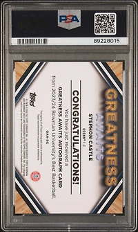 2023 Bowman University Best Greatness Awaits Autographs Gaasc Stephon Castle Geometric Red Refractor PSA 10