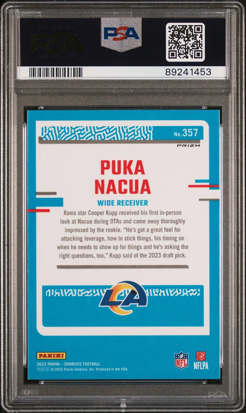 2023 Panini Donruss 357 Puka Nacua Optic Preview-red & Green PSA 10