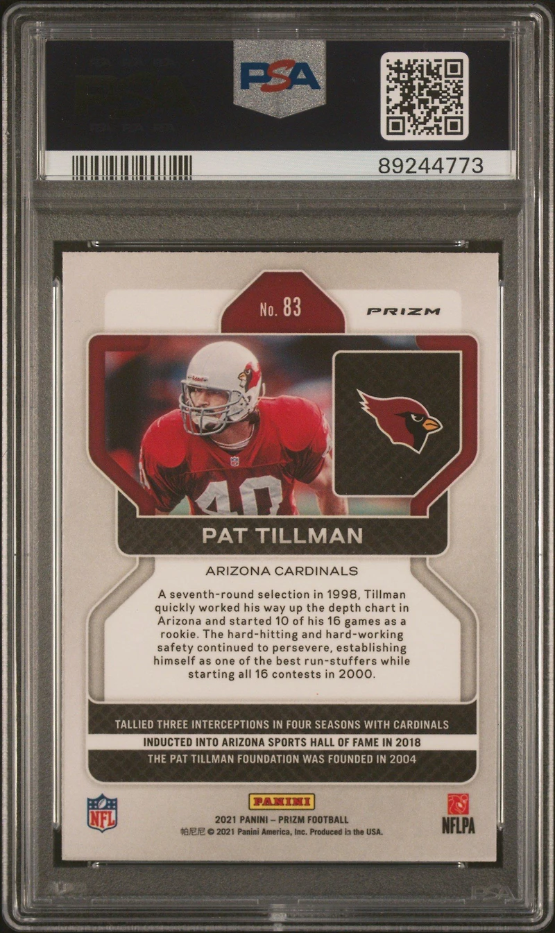 2021 Panini Prizm 83 Pat Tillman Red/white/blue Prizm PSA 9