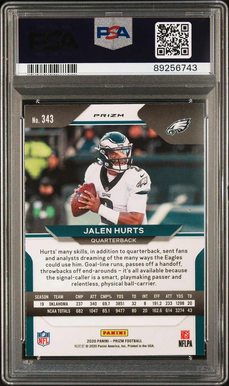 2020 Panini Prizm 343 Jalen Hurts Red Ice PSA 9