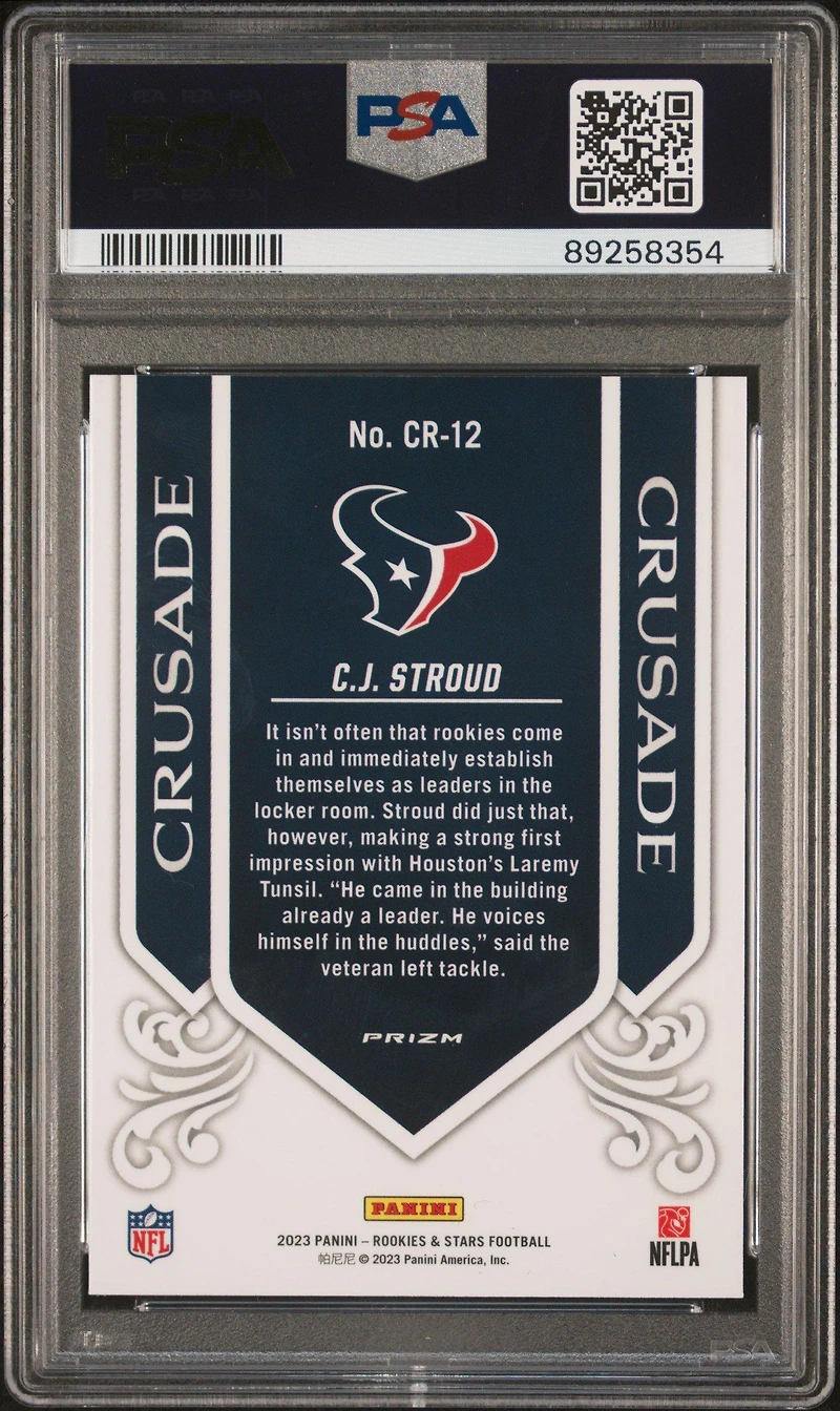 2023 Panini Rookies & Stars Crusade Cr12 Cj Stroud Longevity PSA 10